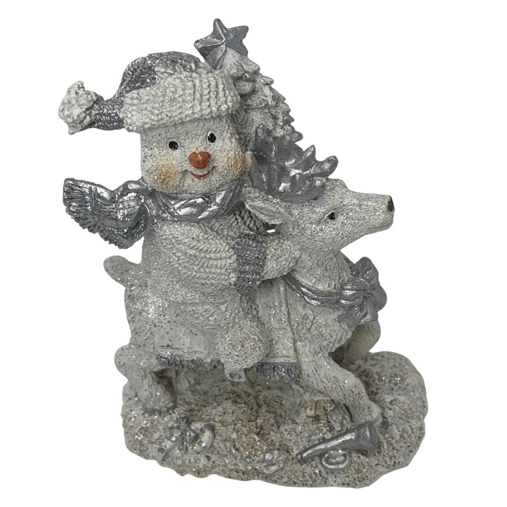 Vintage 2000‎ Cornerstone Creations Snowman Riding Reindeer Figurine Whimsical